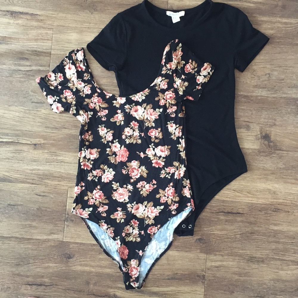 2 for $20 Bodysuits Short Sleeve Black and Floral
